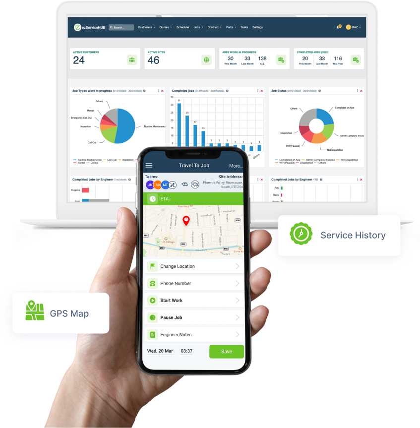 screenshot of ezServiceHUB