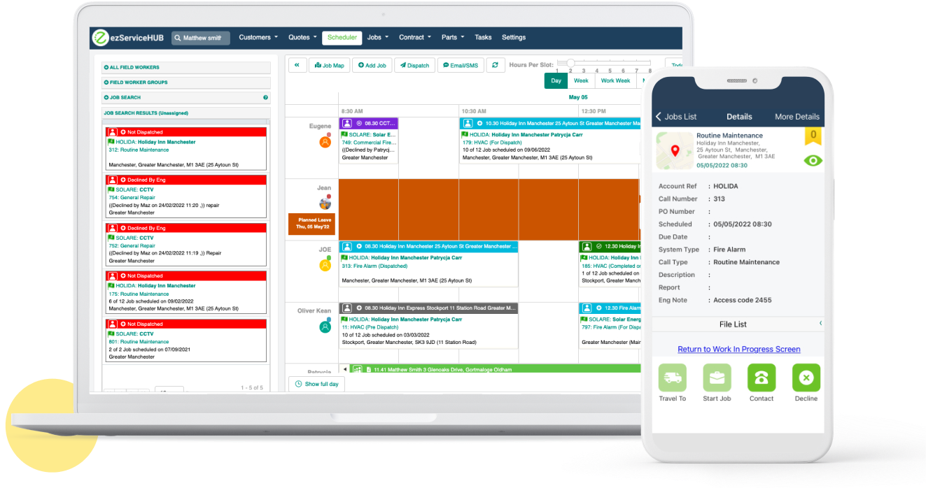 screenshot of ezServiceHUB