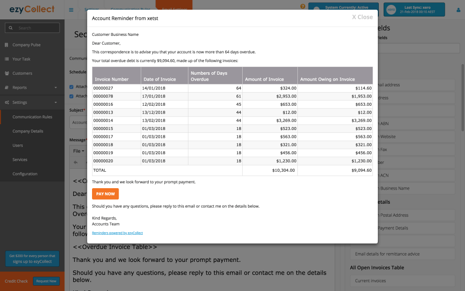 screenshot of ezyCollect