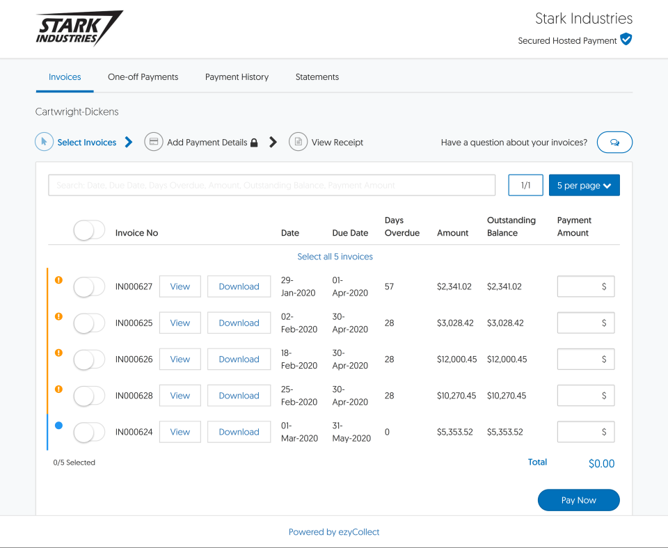 screenshot of ezyCollect