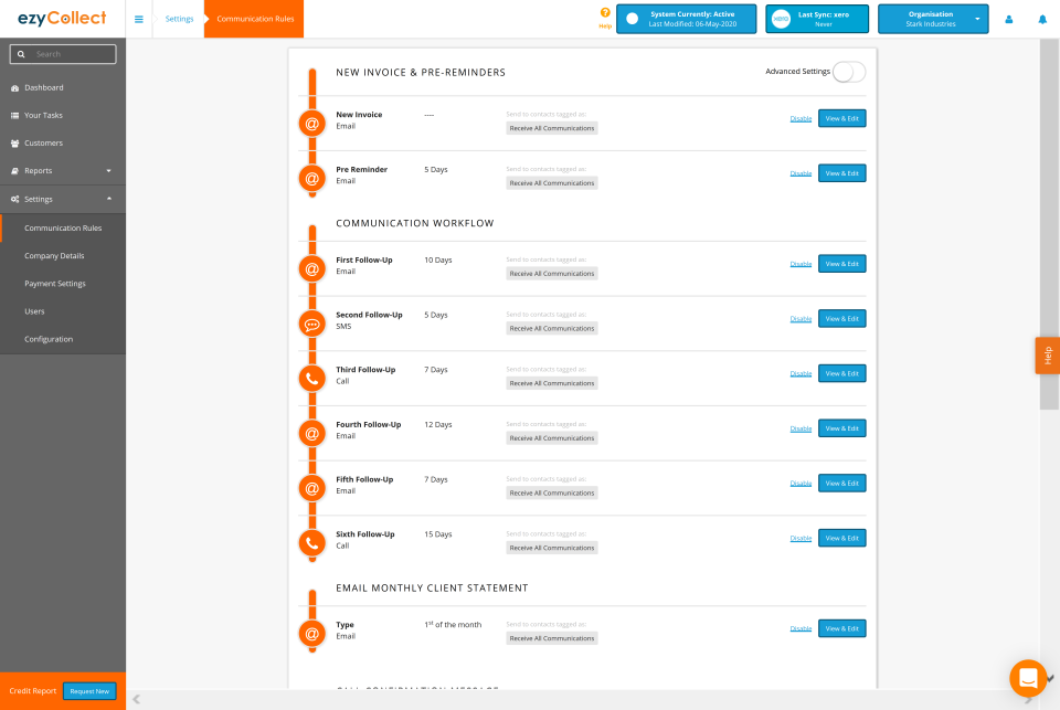 screenshot of ezyCollect