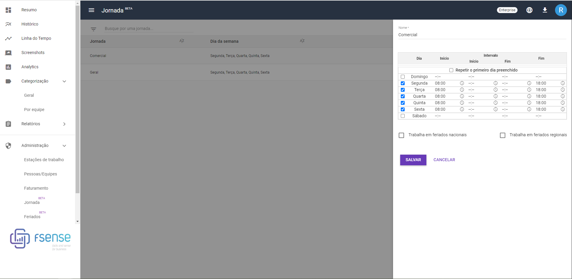 screenshot of fSense