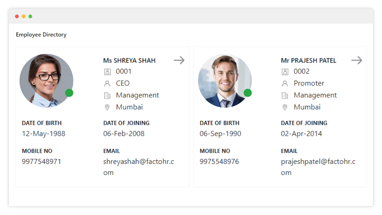 screenshot of factoHR