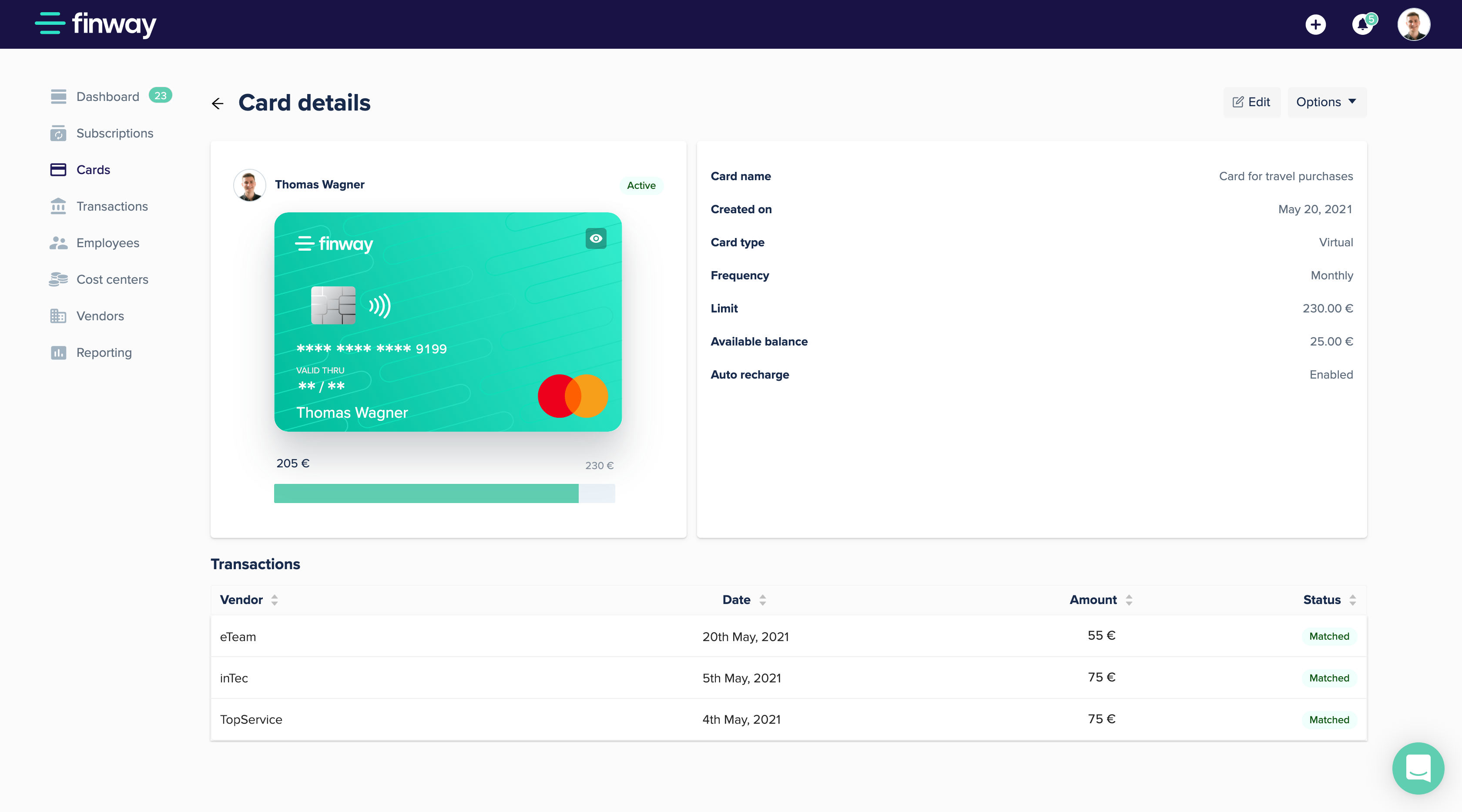 screenshot of finway