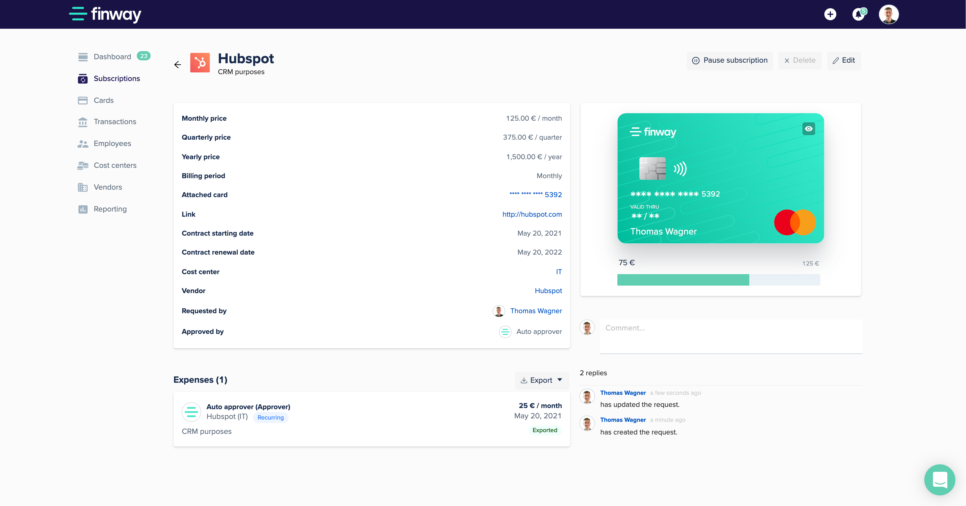 screenshot of finway