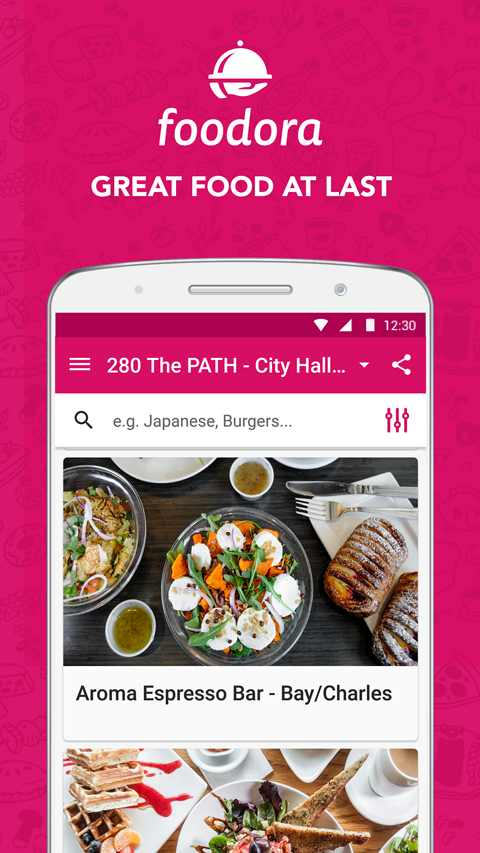 screenshot of foodora