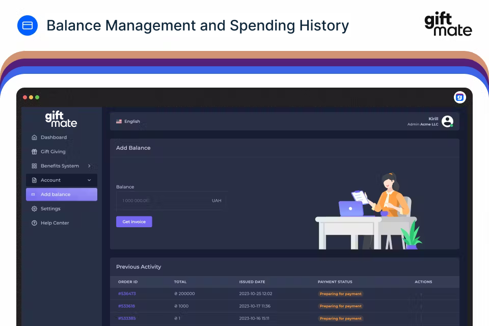 screenshot of giftmate