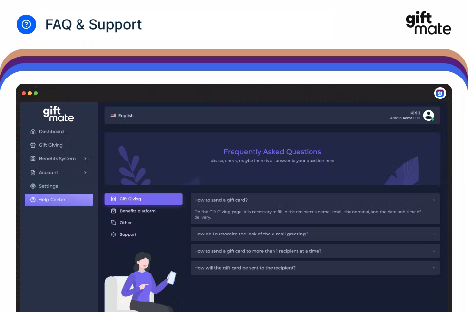 screenshot of giftmate