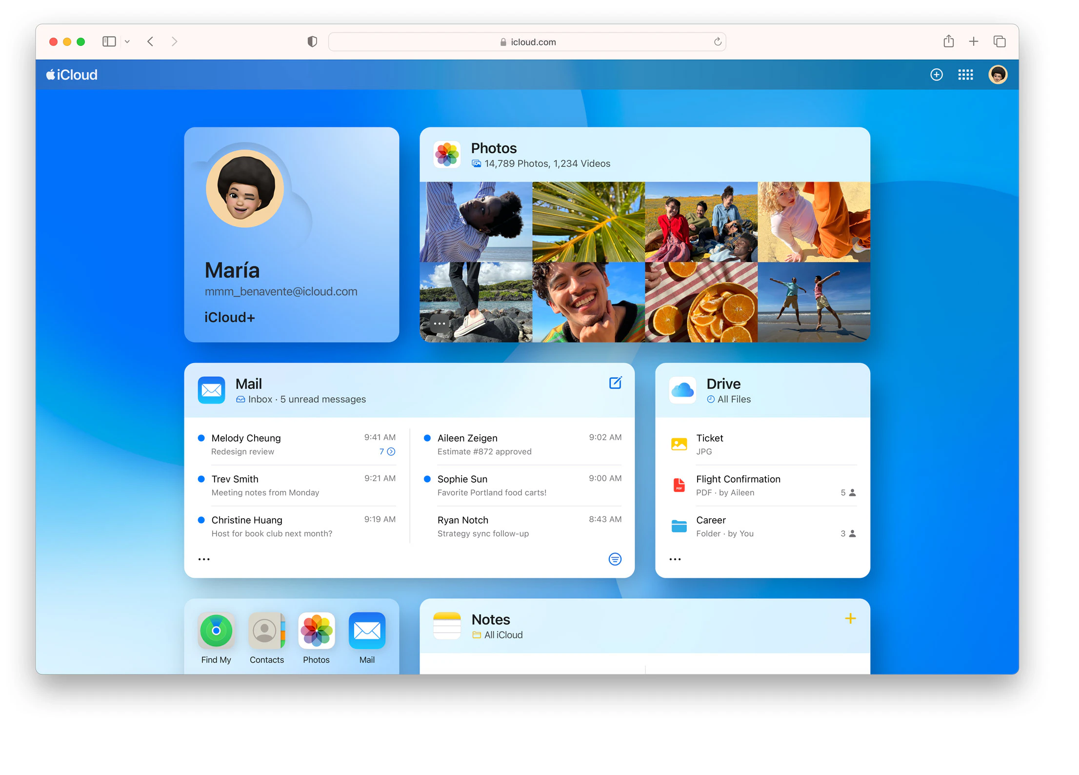 screenshot of iCloud