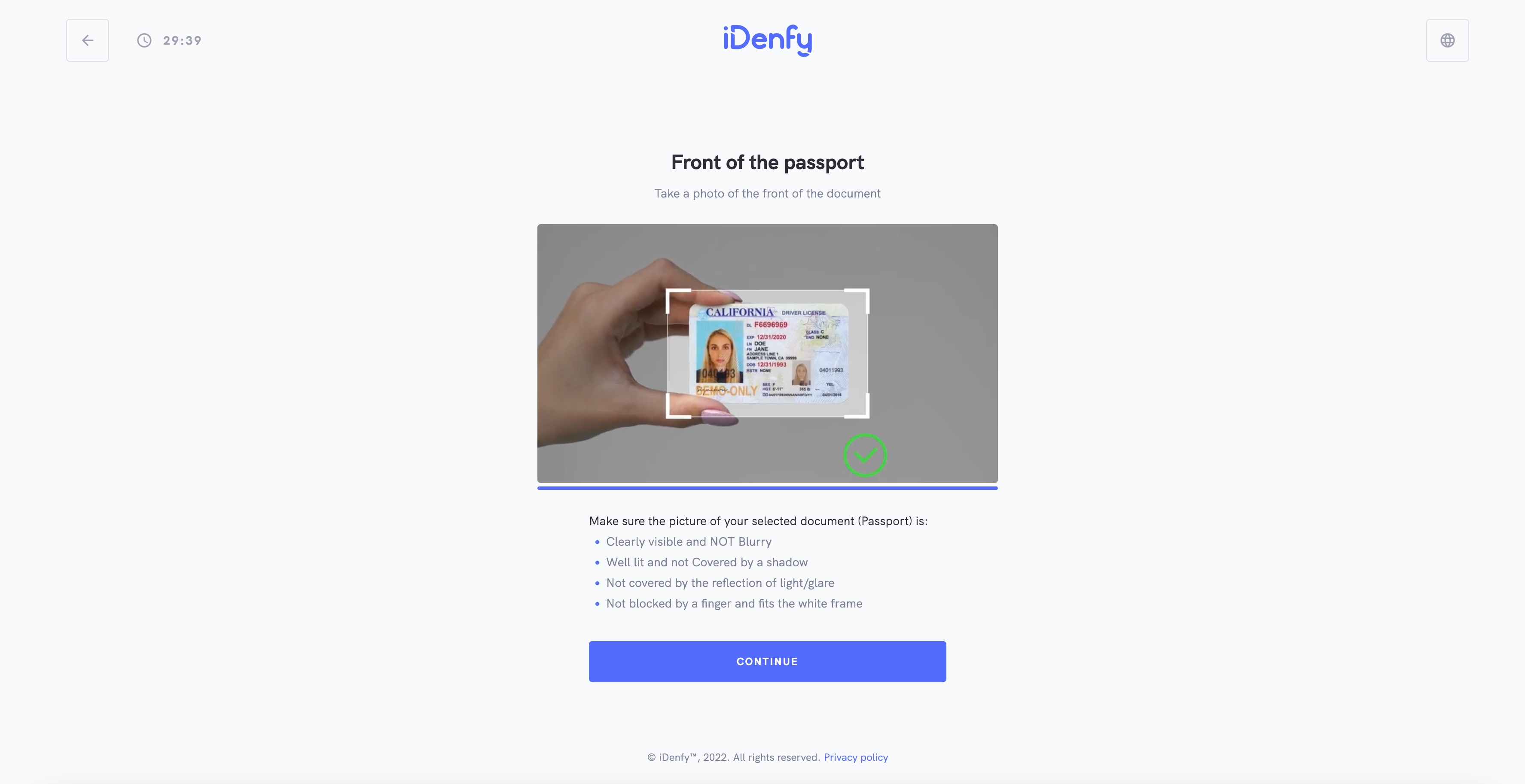screenshot of iDenfy