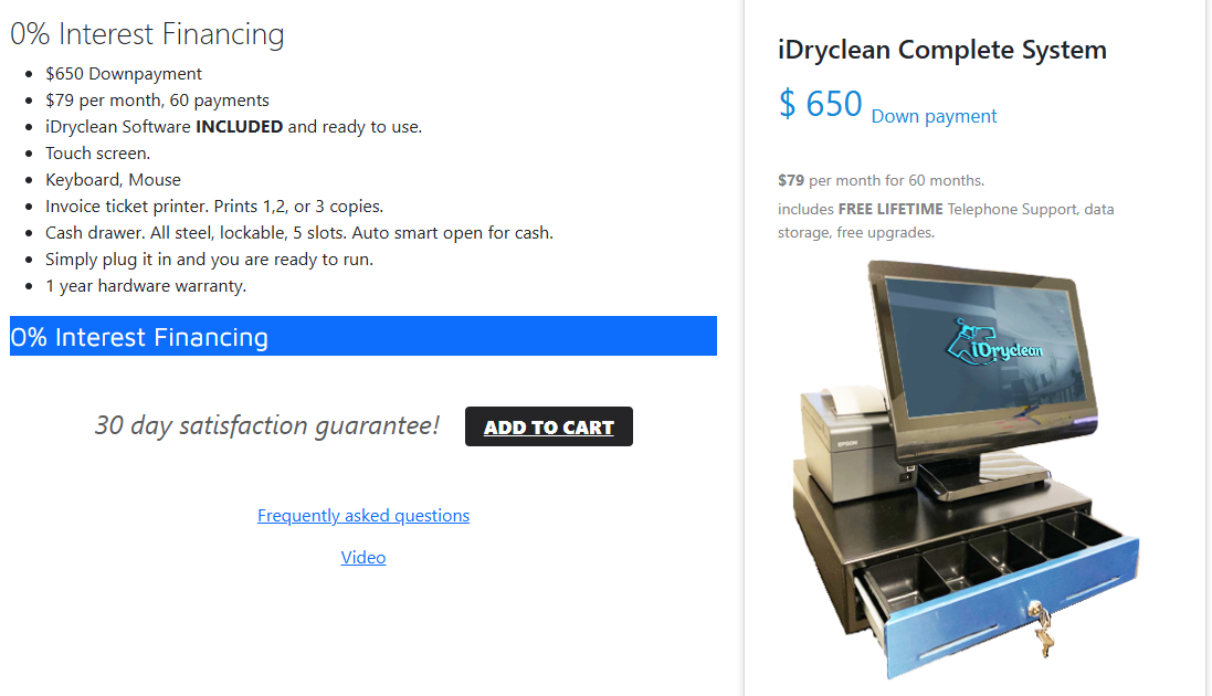 screenshot of iDryclean