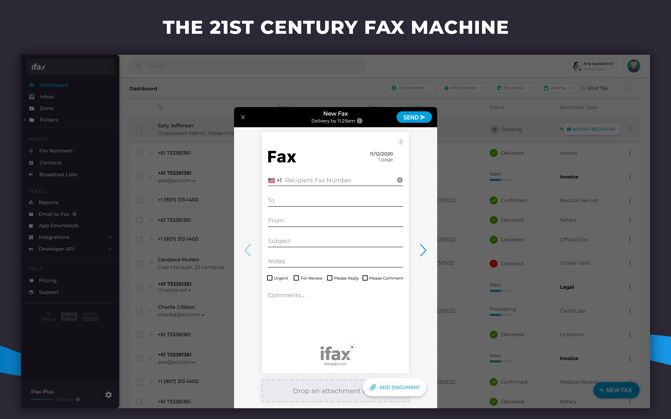 screenshot of iFax