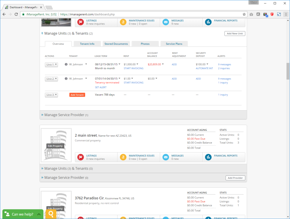 screenshot of iManageRent