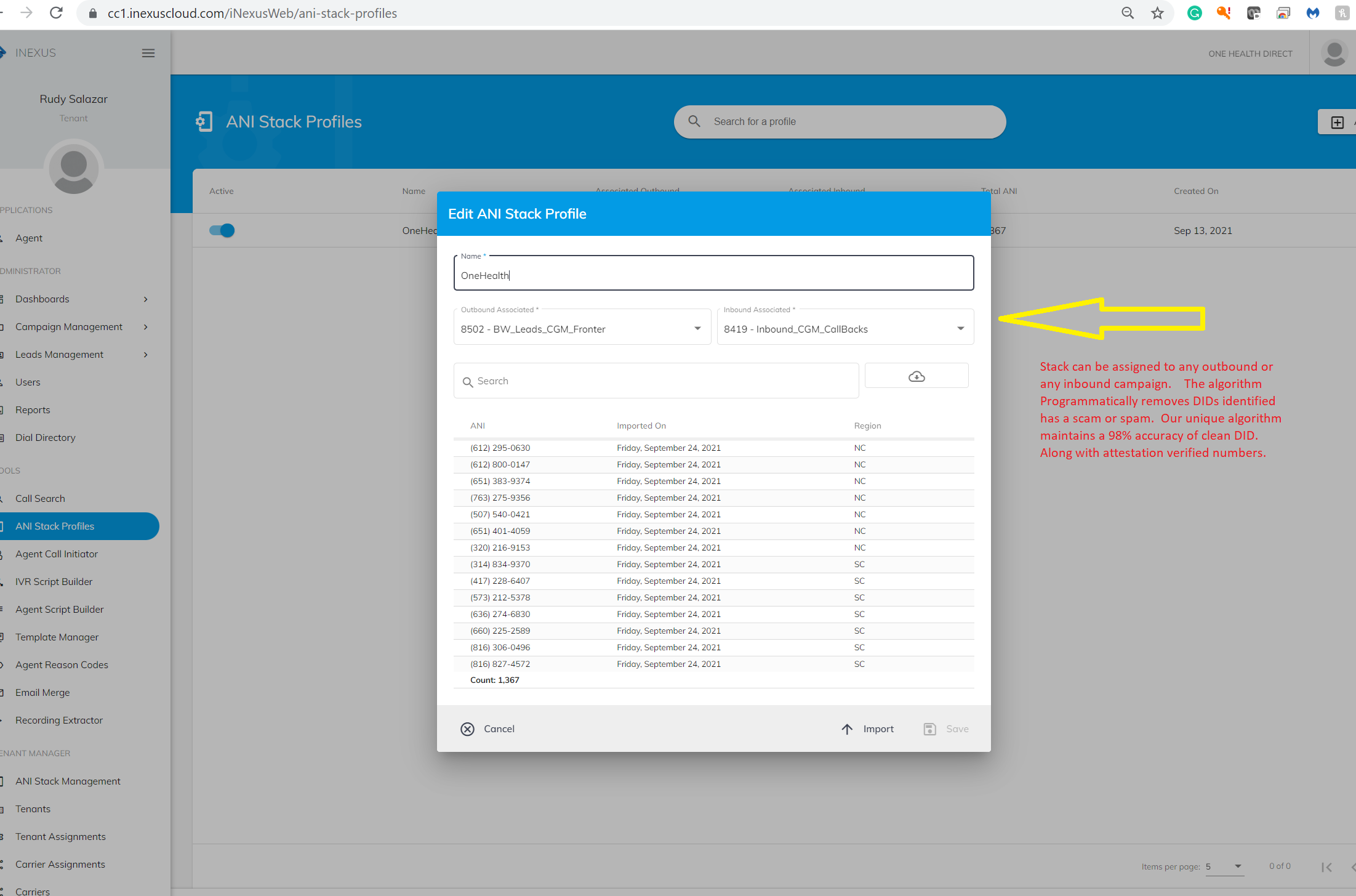 screenshot of iNexus