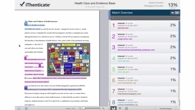 screenshot of iThenticate