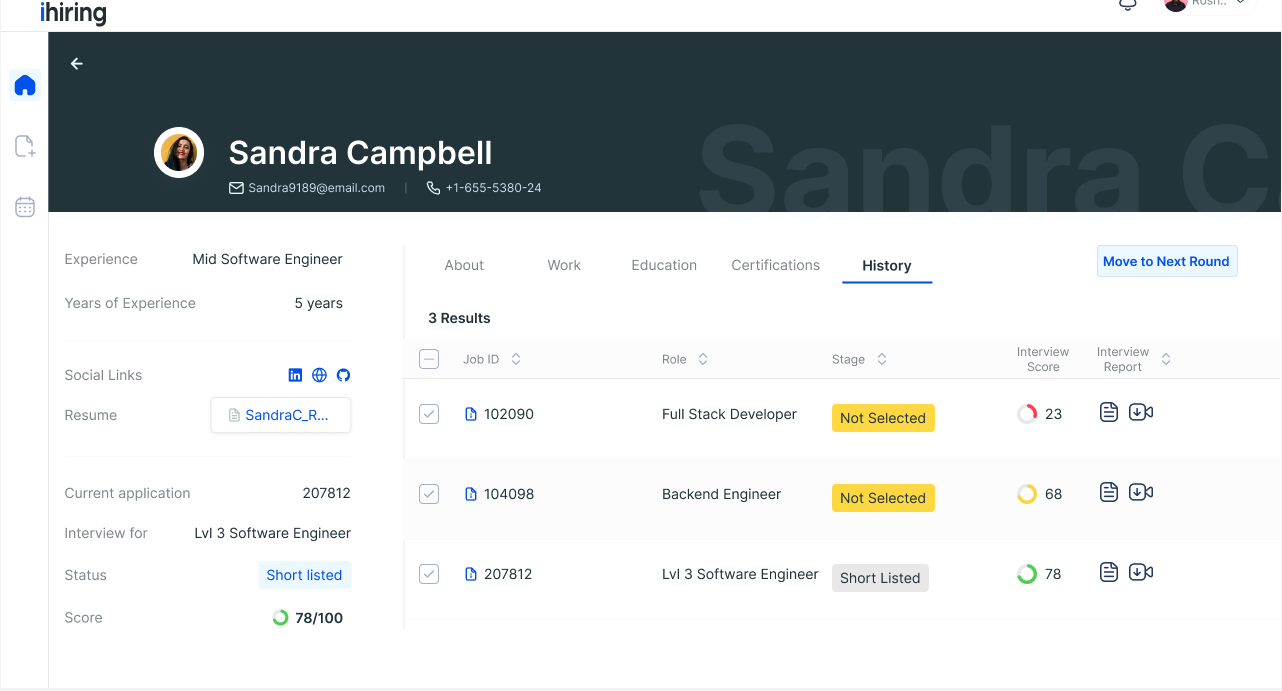 screenshot of ihiring