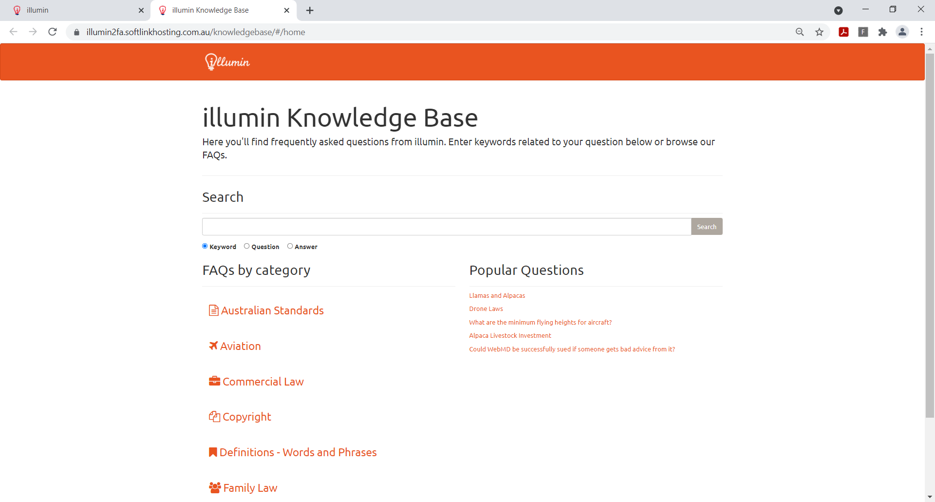 screenshot of illumin