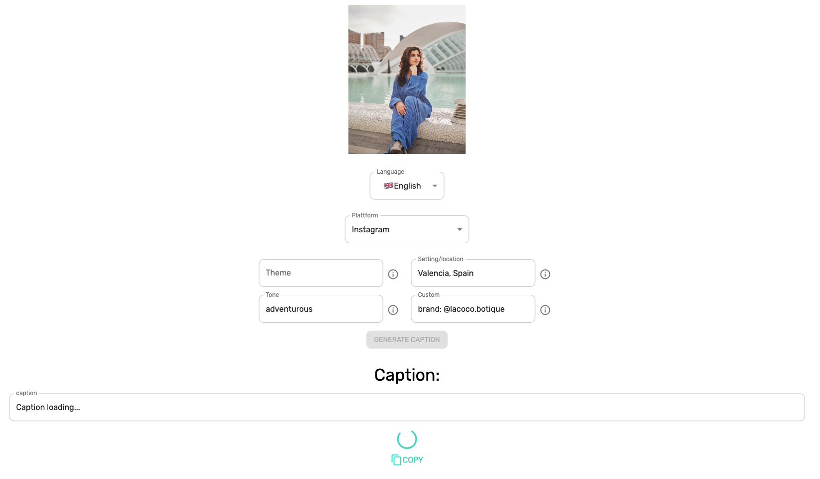 screenshot of imagetocaption.ai