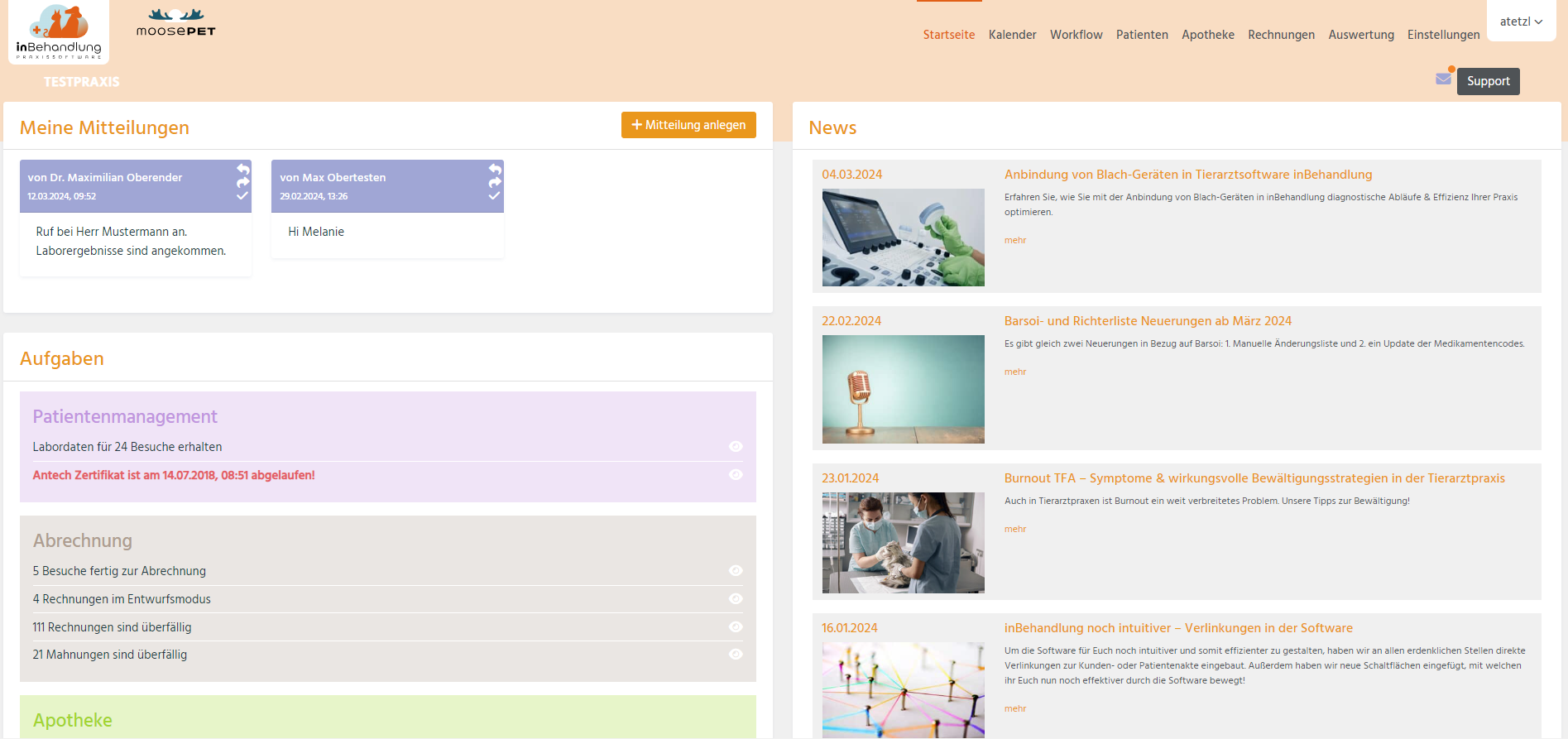 screenshot of inBehandlung