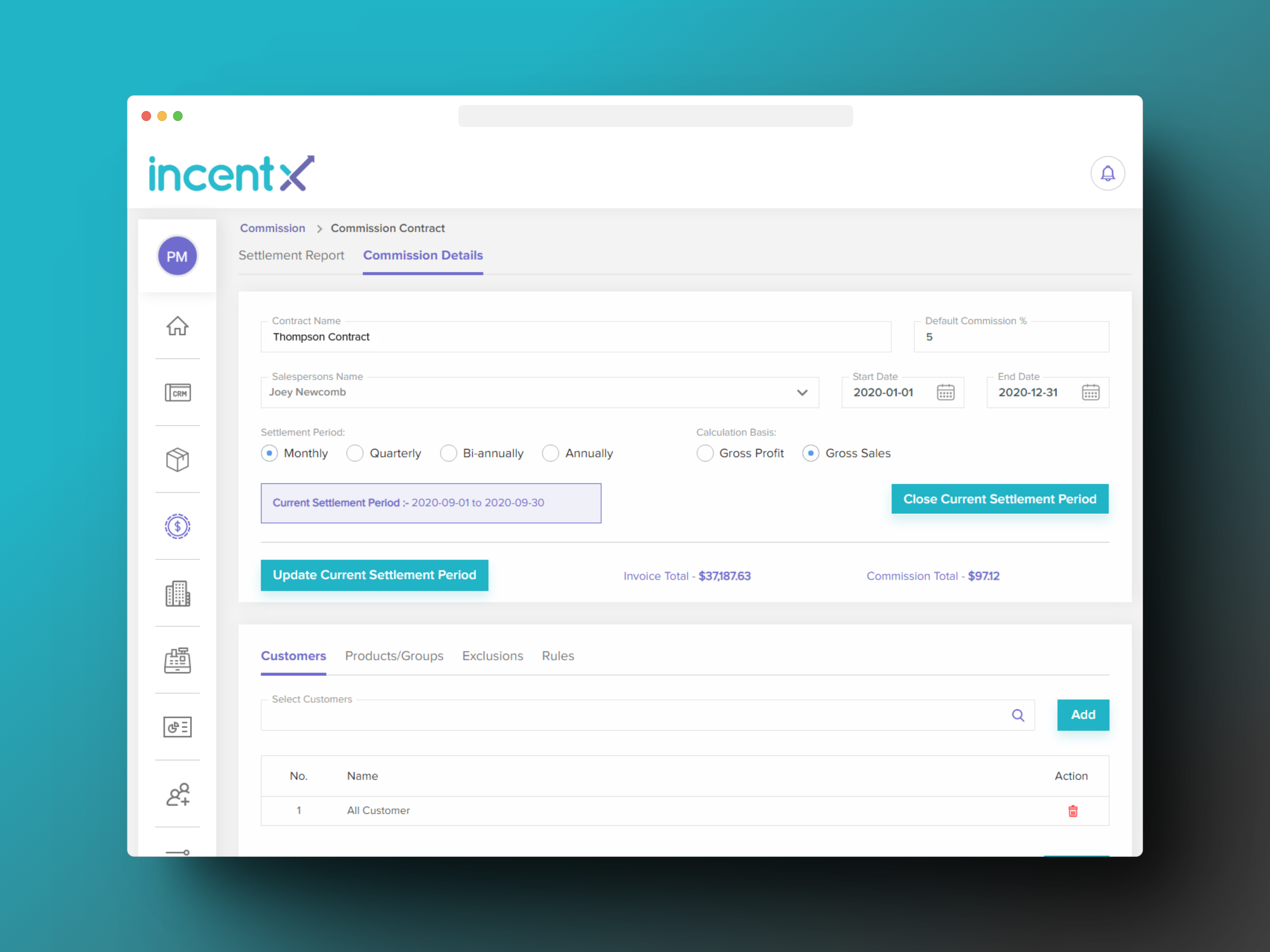 screenshot of incentX