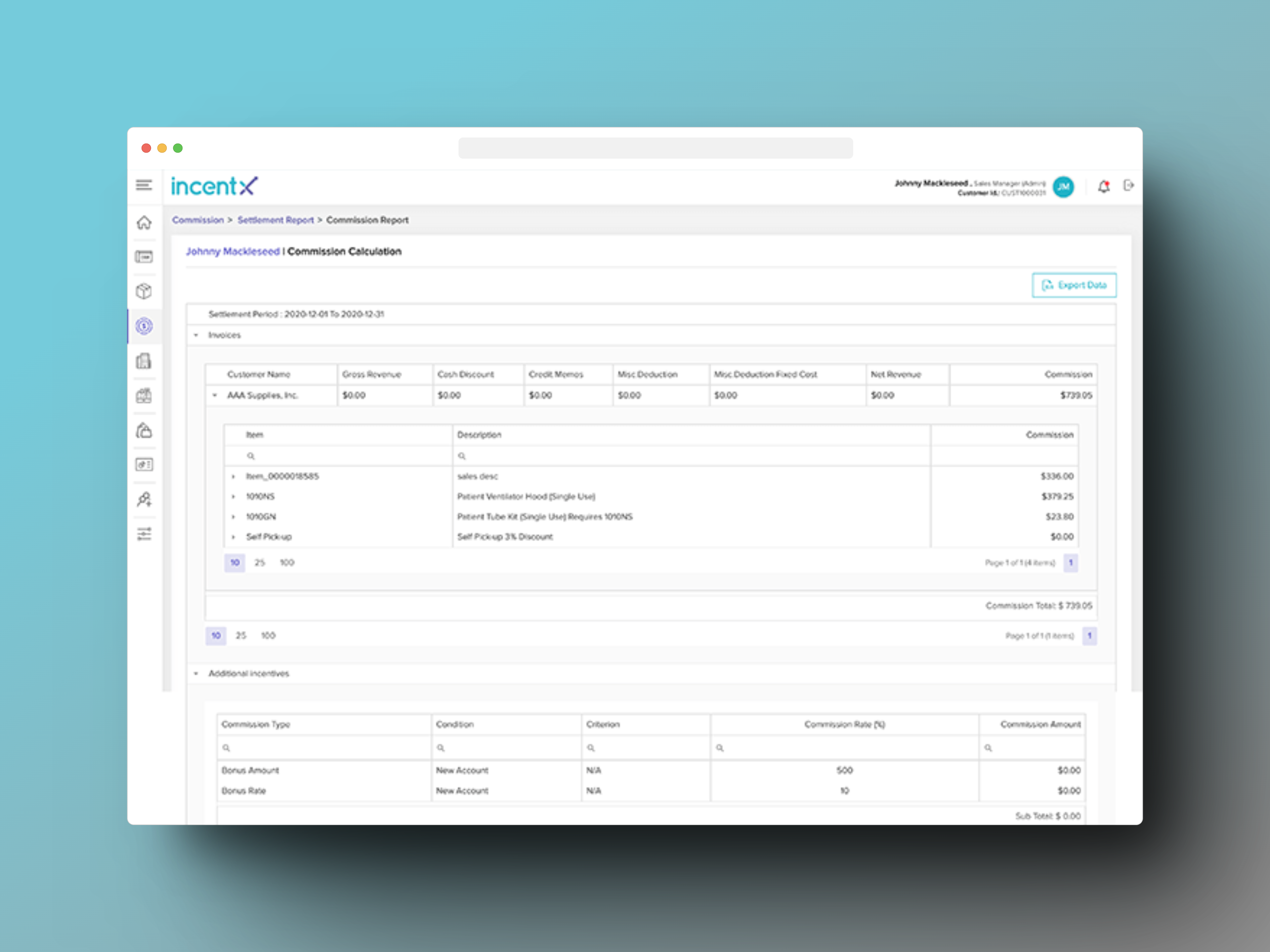screenshot of incentX