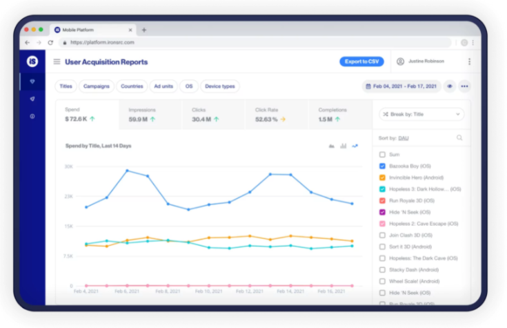 screenshot of ironSource