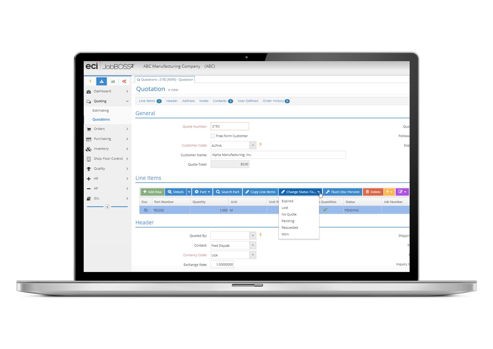 screenshot of JobBOSS?