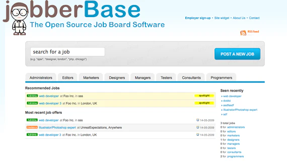 screenshot of jobberBase