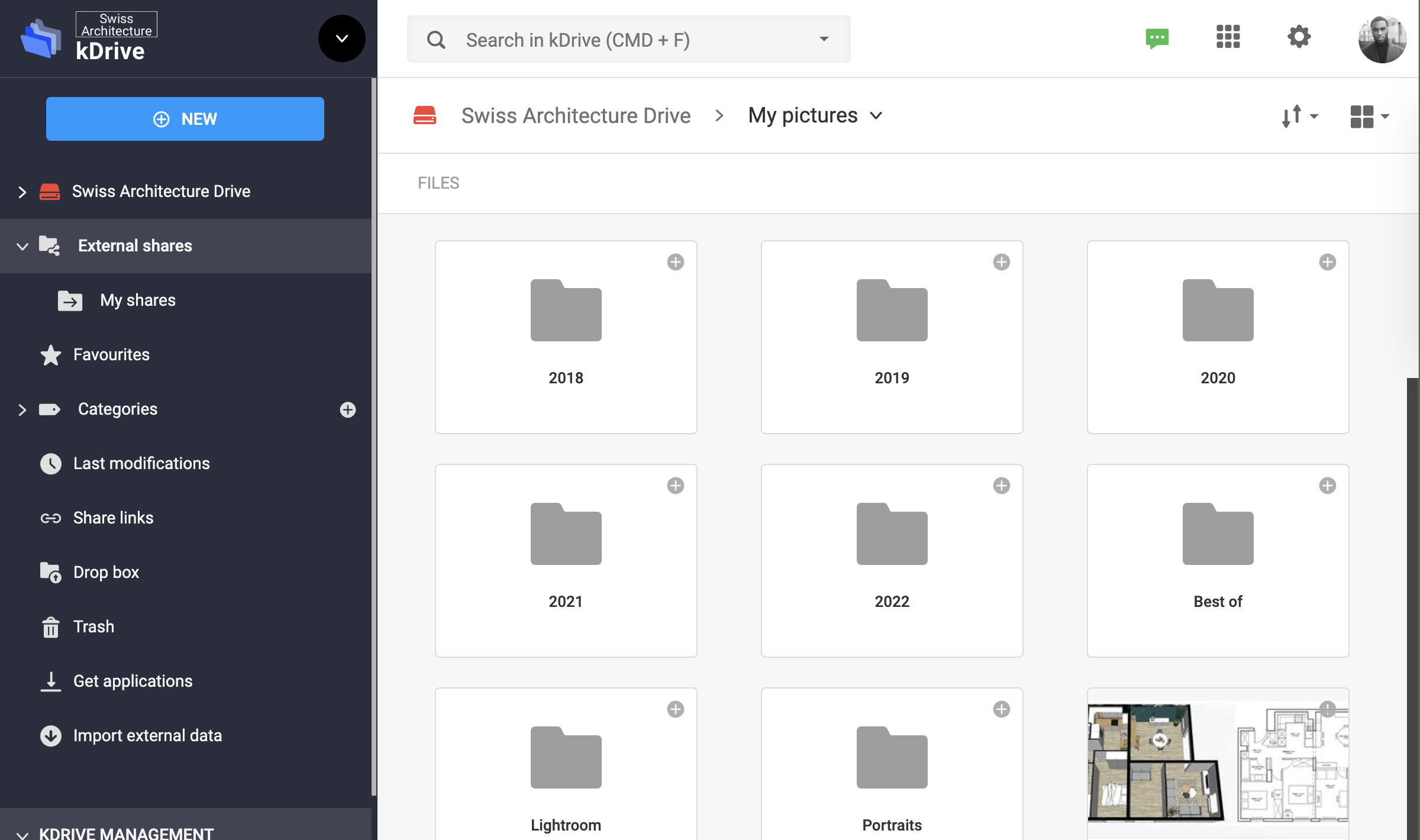 screenshot of kDrive