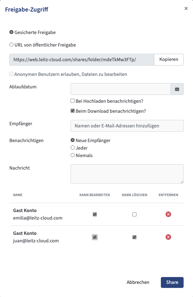 screenshot of leitzcloud