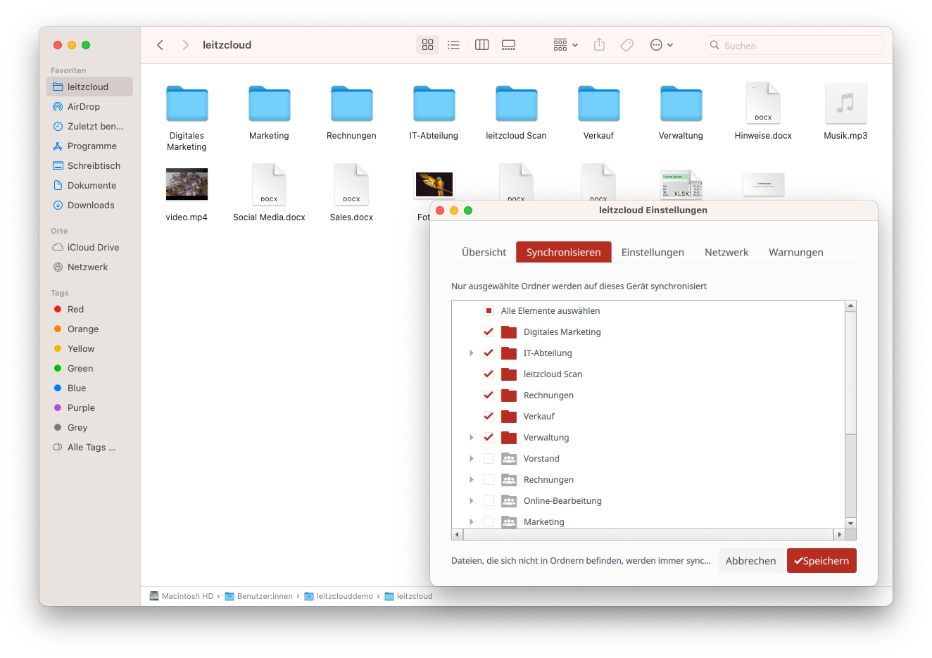 screenshot of leitzcloud