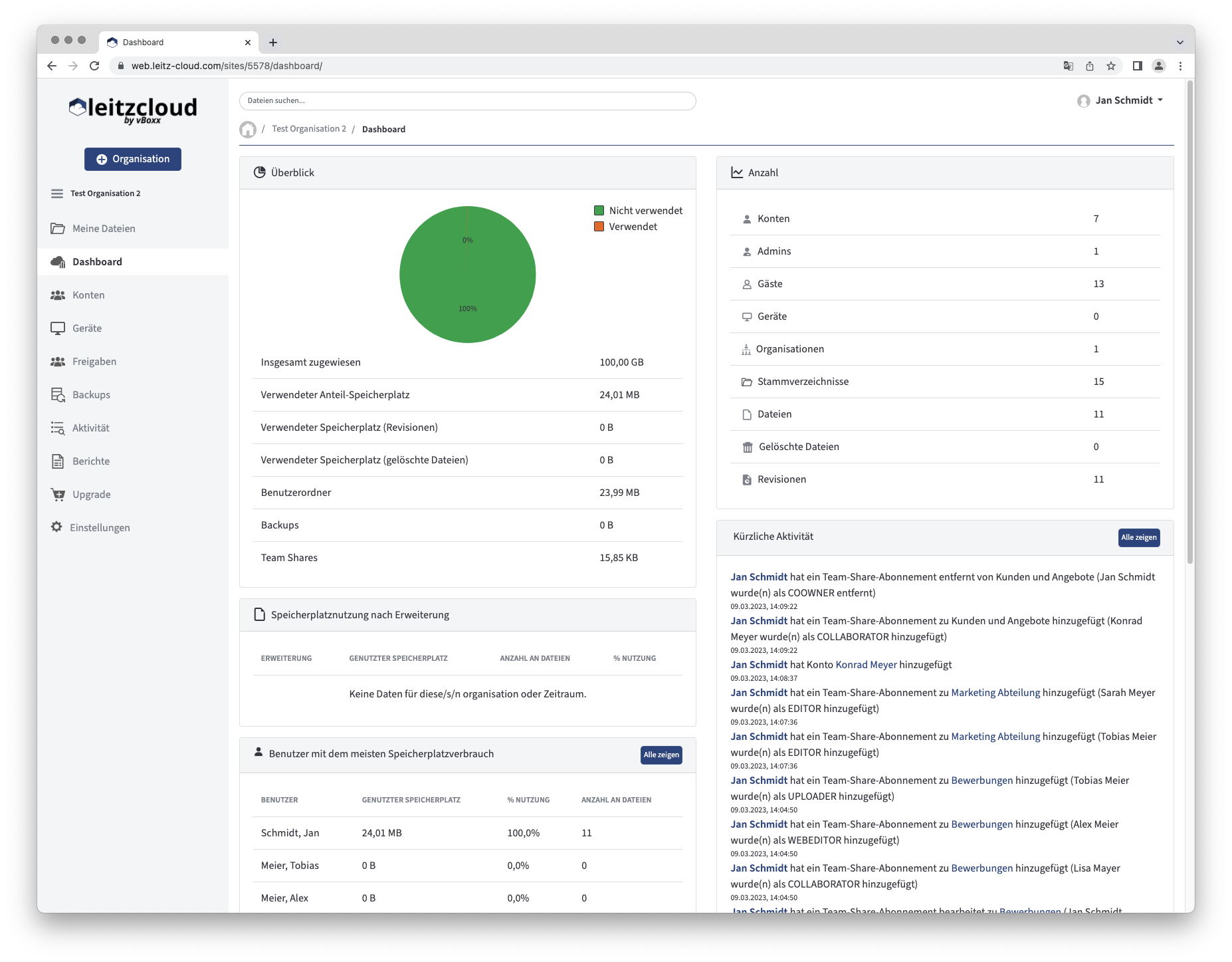 screenshot of leitzcloud