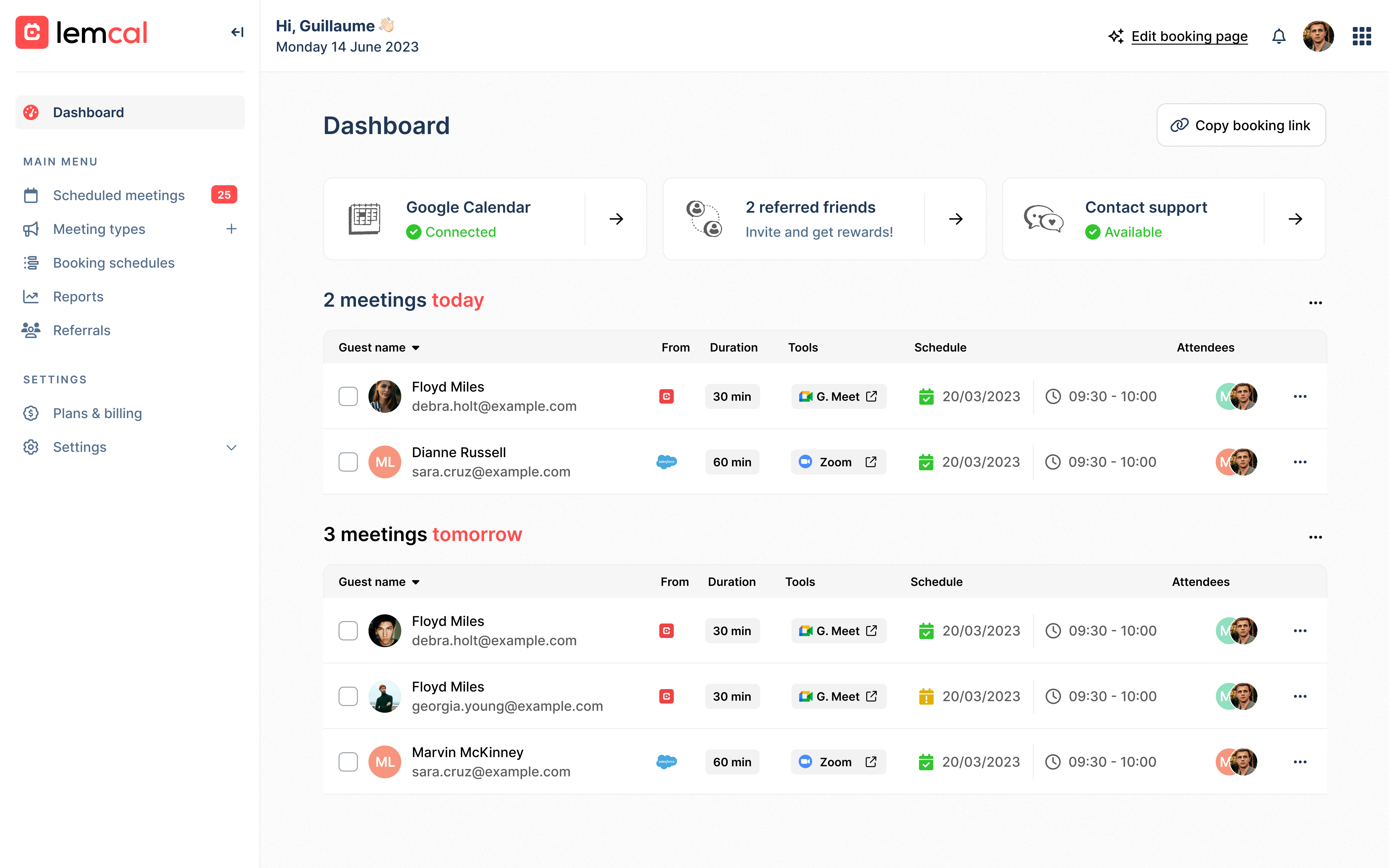 screenshot of lemcal