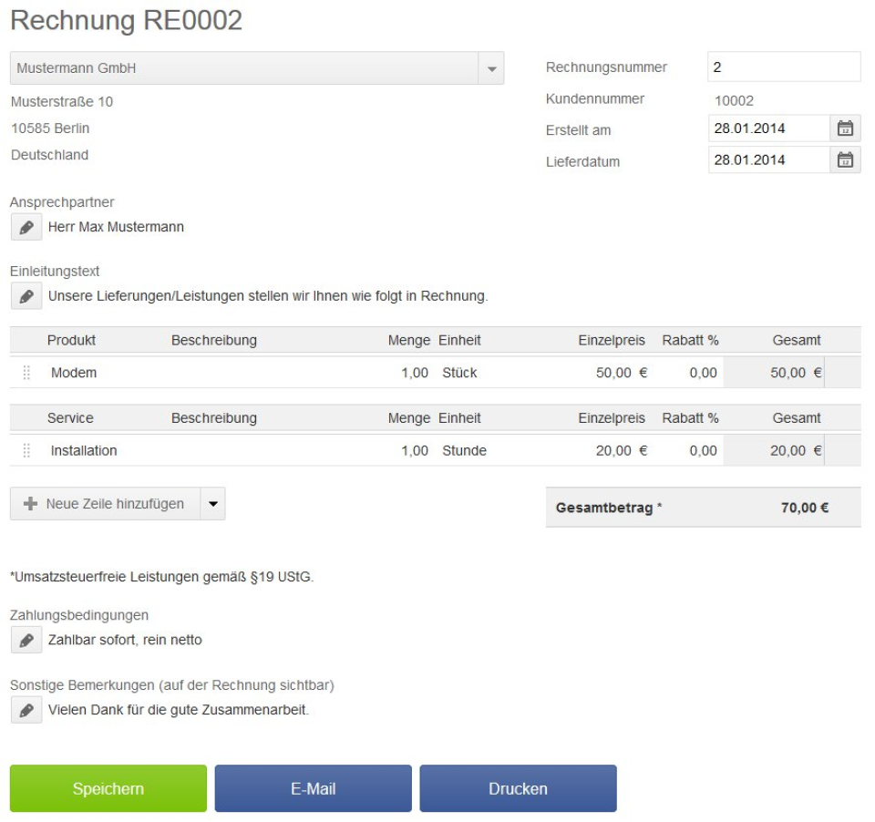 screenshot of lexoffice