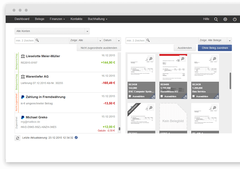 screenshot of lexoffice