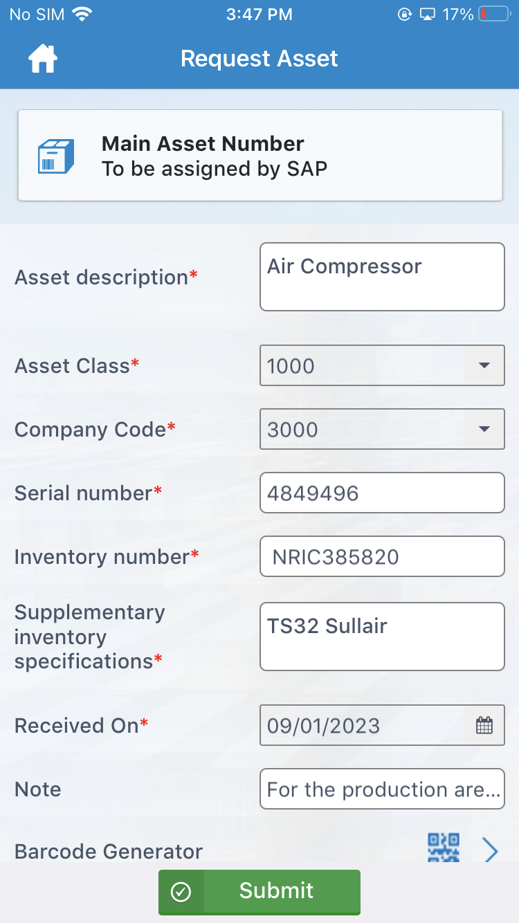 screenshot of mAssetTag