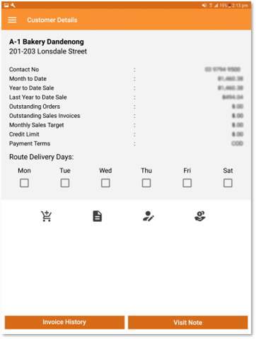 screenshot of mSalesApp