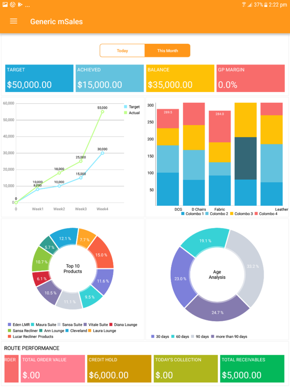 screenshot of mSalesApp