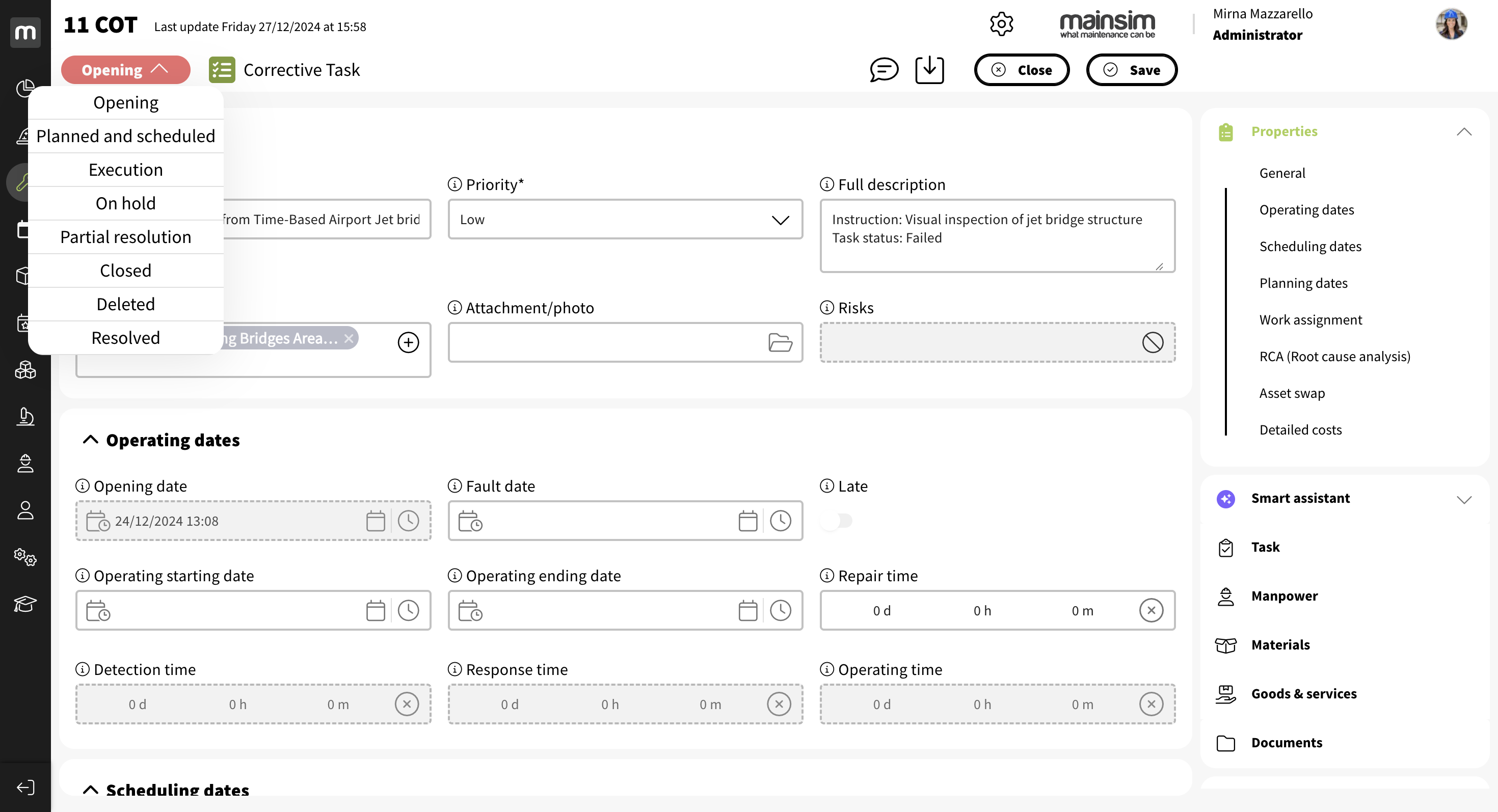screenshot of mainsim