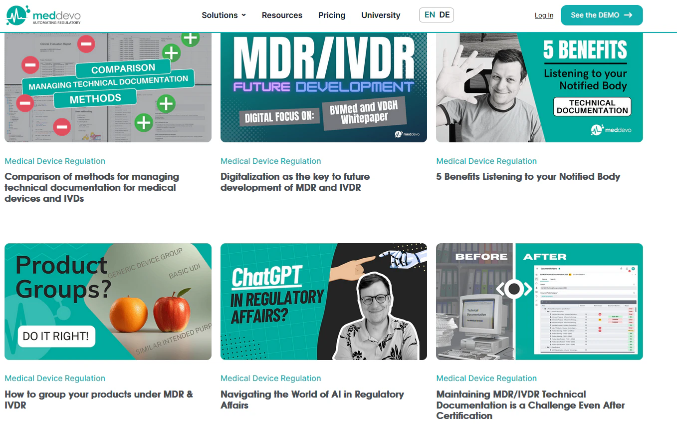 screenshot of meddevo