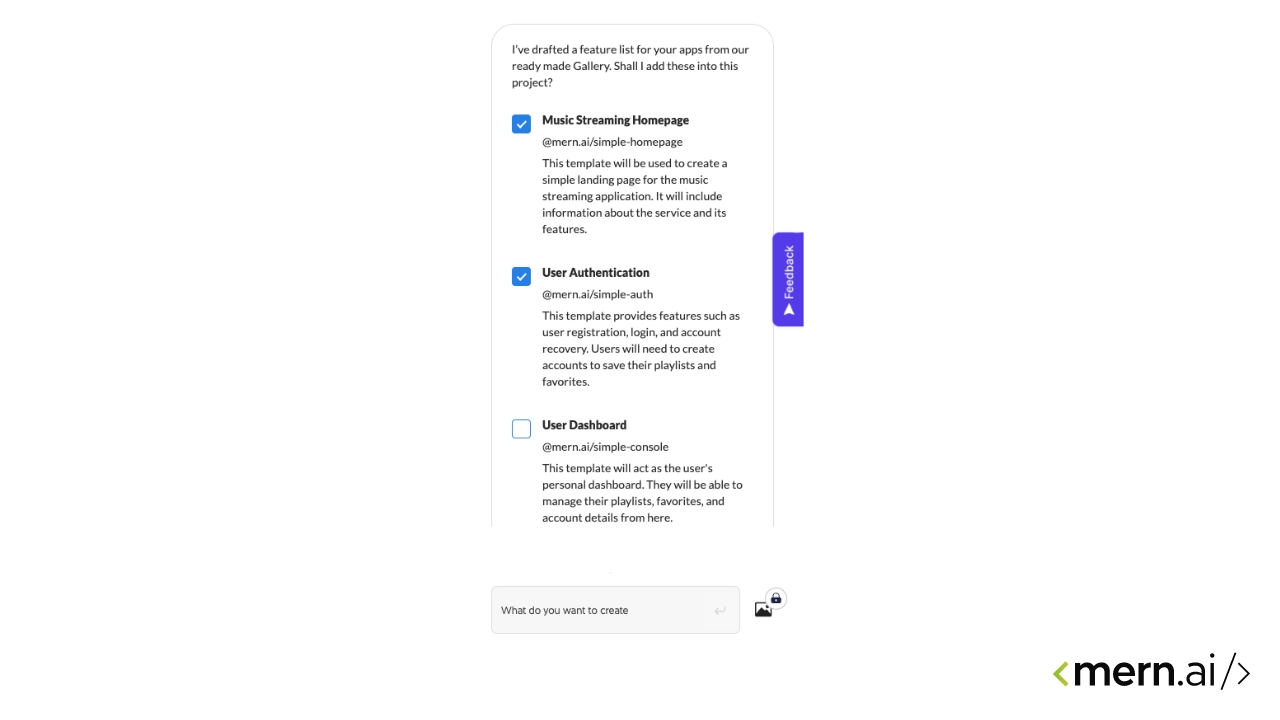 screenshot of mern.ai