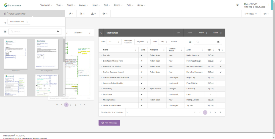 screenshot of messagepoint