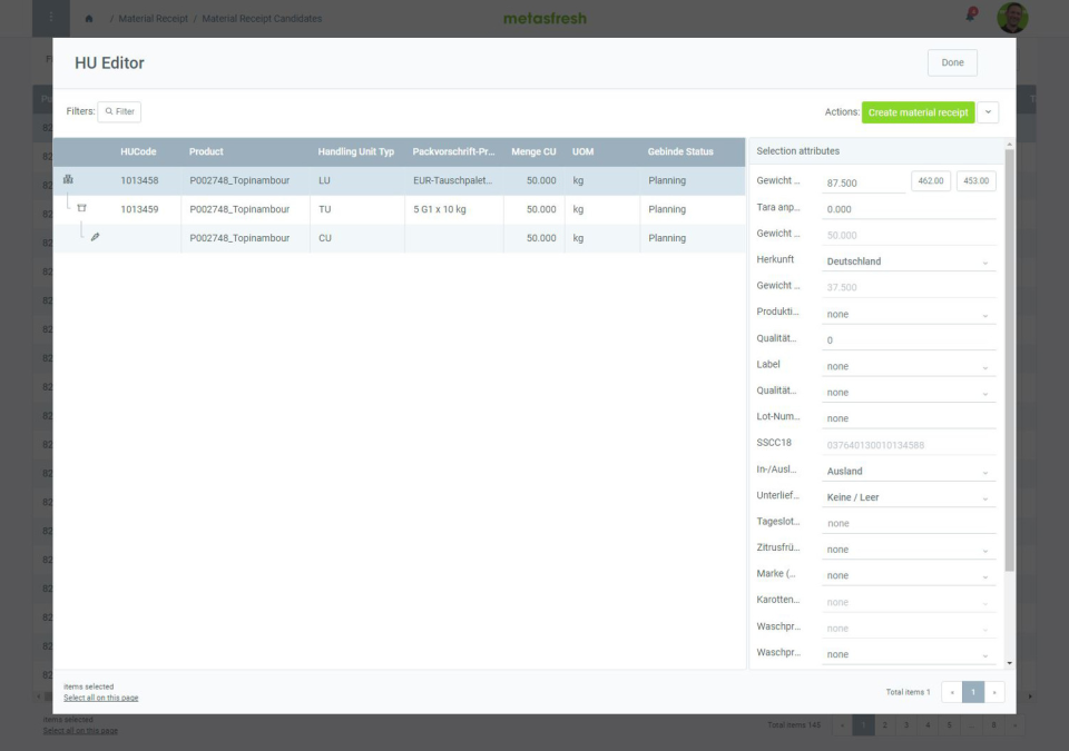 screenshot of metasfresh