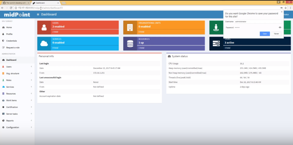screenshot of midPoint