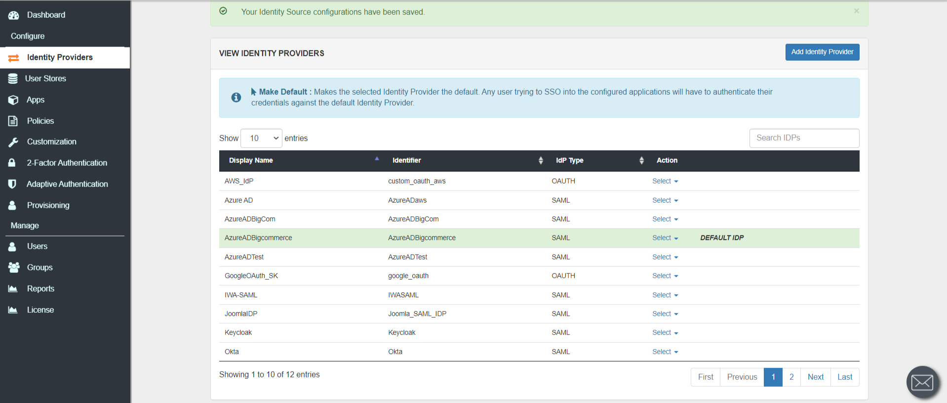 screenshot of miniOrange