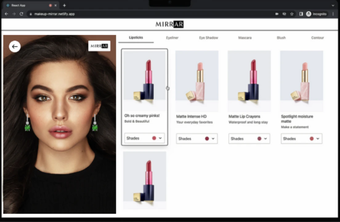 screenshot of mirrAR
