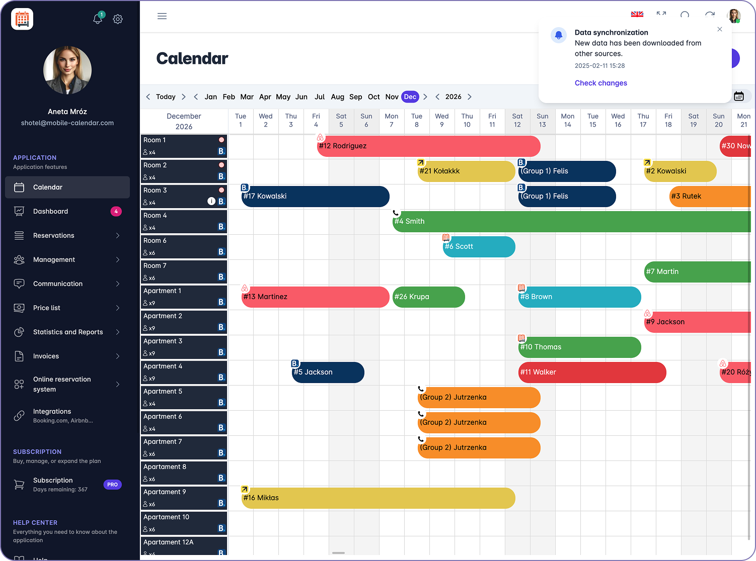 screenshot of mobile-calendar