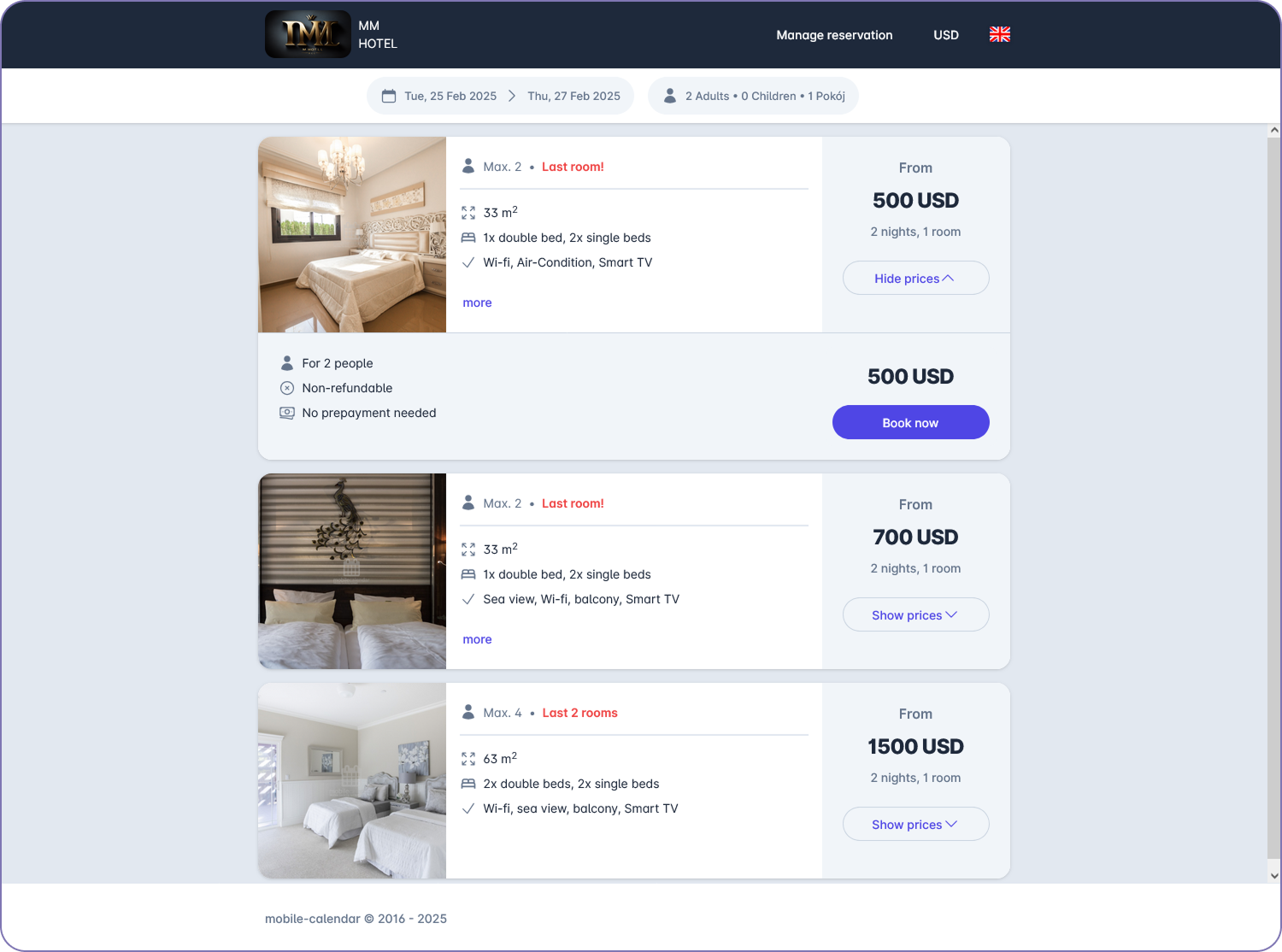 screenshot of mobile-calendar