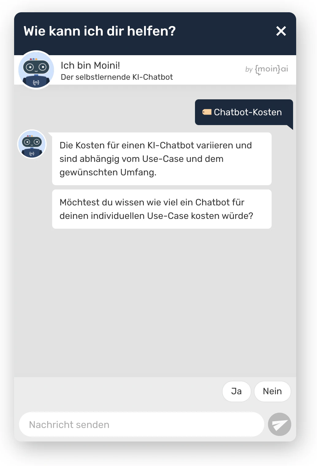 screenshot of moinAI