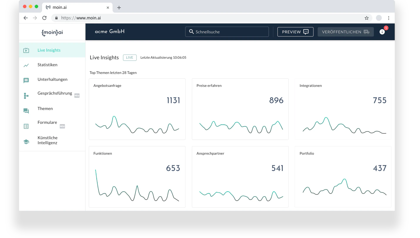 screenshot of moinAI